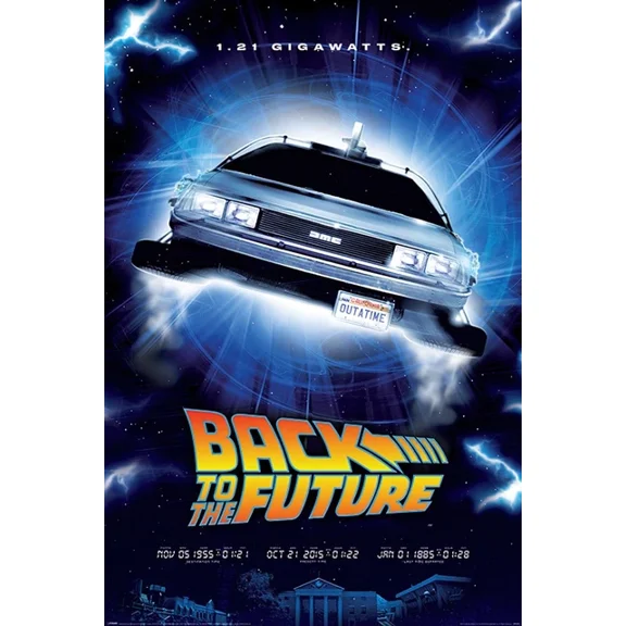 Back To The Future - Movie Poster (Delorean - 1.21 Gigawatts) UNFRAMED PAPER POSTER, Home Decor