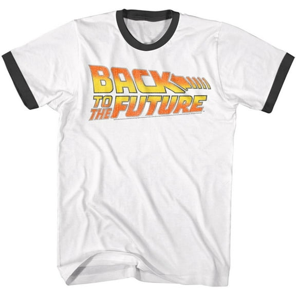 Back To The Future Movies Worn Logo Adult Short Sleeve Ringer T Shirt