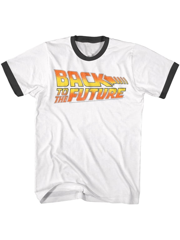 Back To The Future Movies Worn Logo Adult Short Sleeve Ringer T Shirt