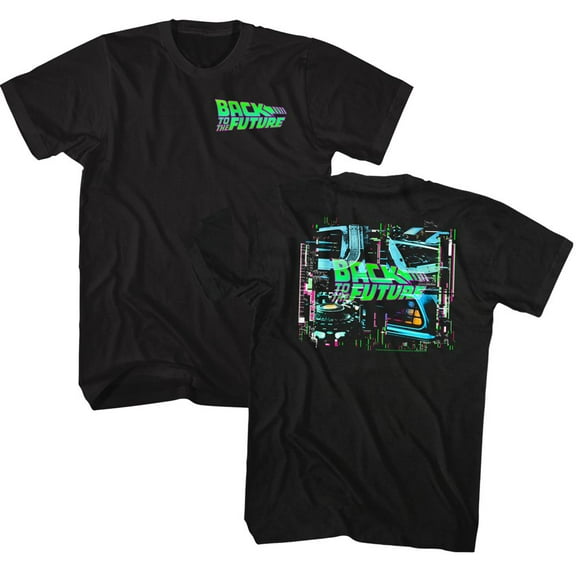 Back To The Future Neon BTTF Black Adult T-Shirt
