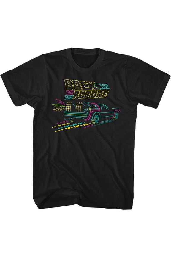 Back To The Future Neon Future Black Adult T-Shirt