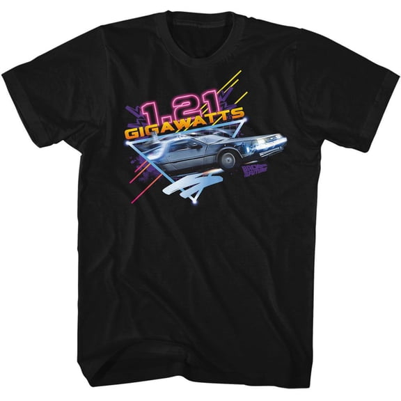 Back To The Future Neon Gigawatts Black Adult T-Shirt
