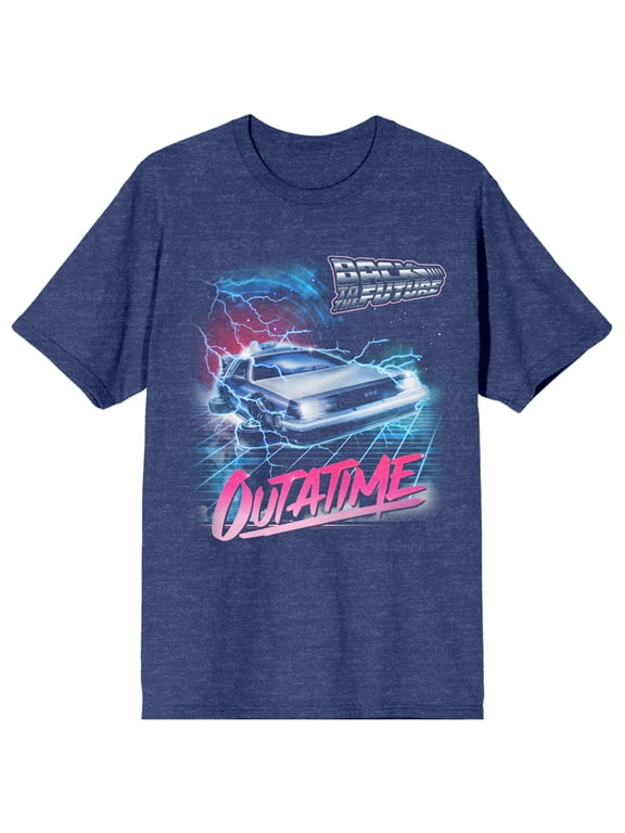 Back To The Future Out Of Time Women's Navy Heather T-Shirt-Large