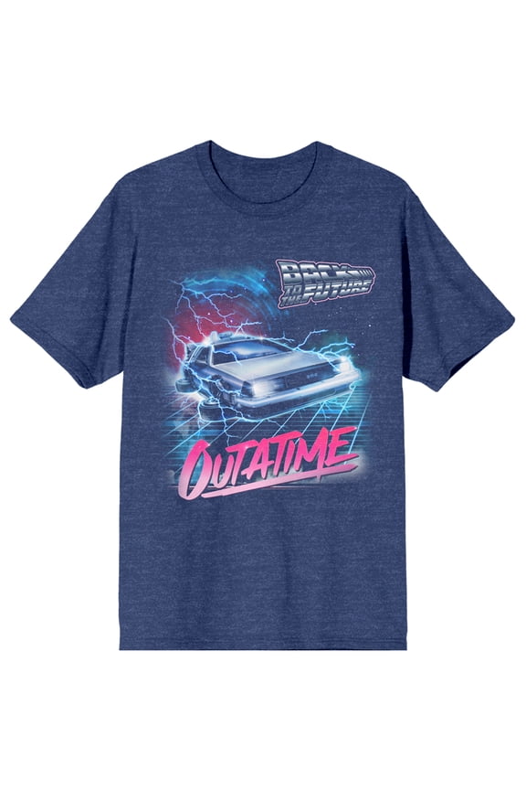 Back To The Future Out Of Time Women's Navy Heather T-Shirt-Medium