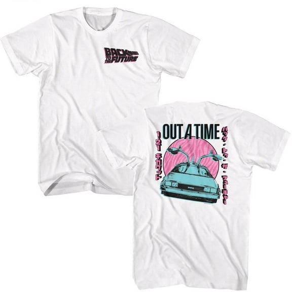 Back To The Future Outatime Pastel Front And Back White Adult T-Shirt ***F&B*** 6Xl
