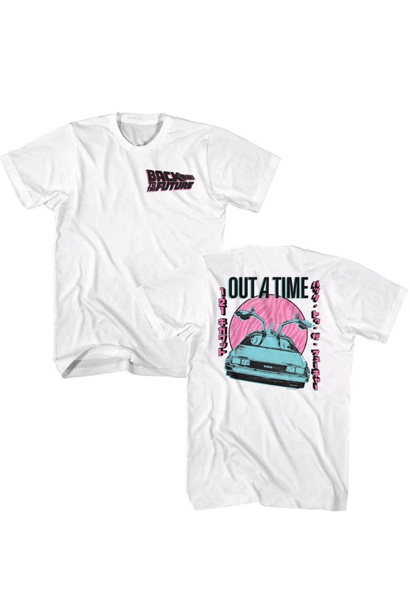 Back To The Future Outatime Pastel Front And Back White Adult T-Shirt ***F&B*** Xl