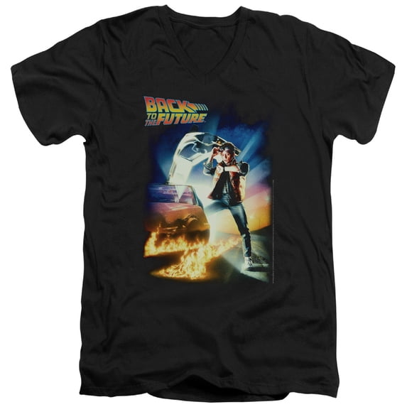 Back To The Future - Poster - Slim Fit V Neck Shirt - Large