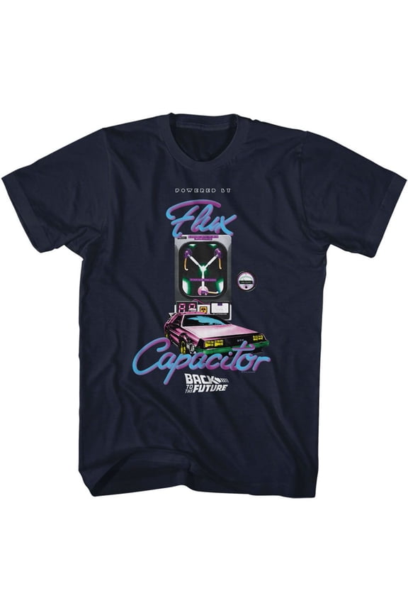 Back To The Future Powered By Flux Capacitor Navy T-Shirt