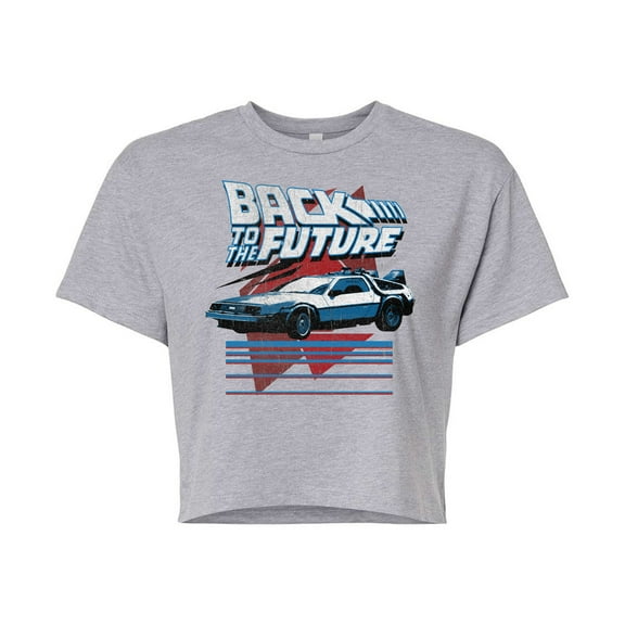 Back To The Future - Retro DeLorean - Juniors Cropped Cotton Blend T-Shirt