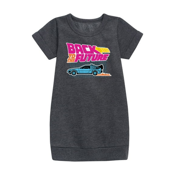 Back To The Future - Retro Logo & DeLorean - Toddler & Youth Girls Fleece Dress