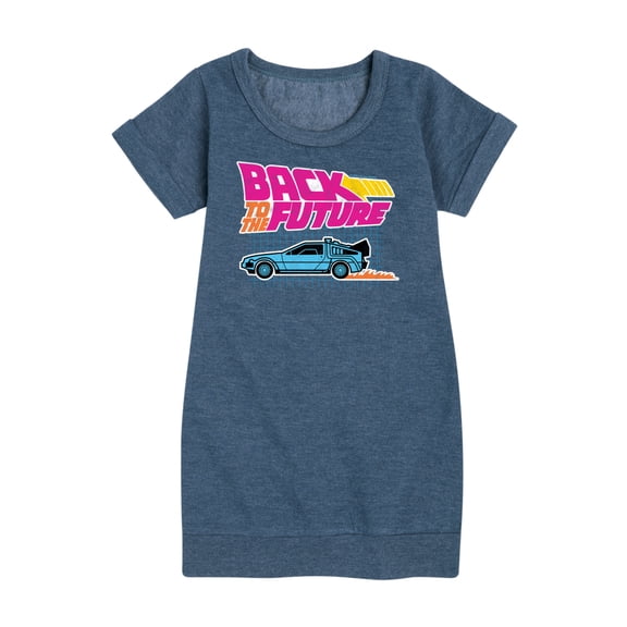 Back To The Future - Retro Logo & DeLorean - Toddler & Youth Girls Fleece Dress