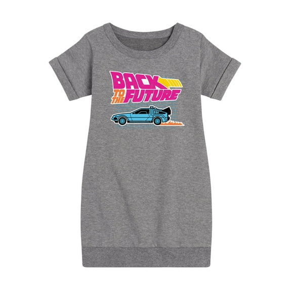 Back To The Future - Retro Logo & DeLorean - Toddler & Youth Girls Fleece Dress