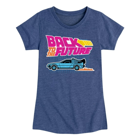 Back To The Future - Retro Logo & DeLorean - Toddler & Youth Girls Short Sleeve Graphic T-Shirt