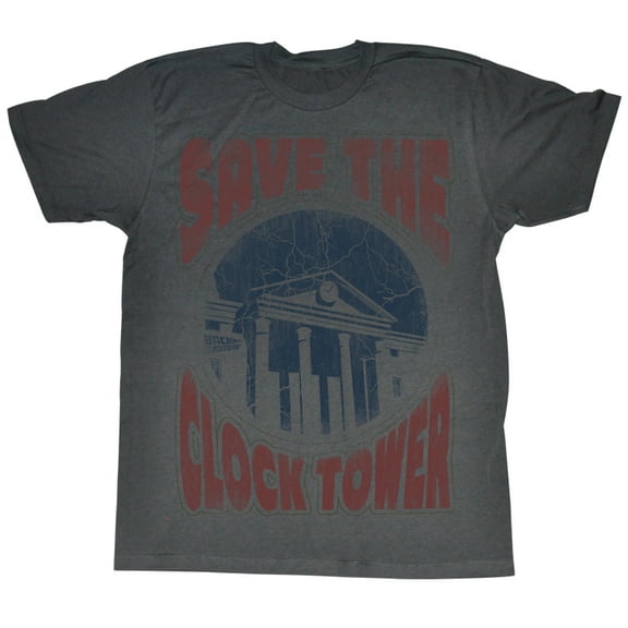 Back To The Future SAVES THE DAY-Front Print-Gray Adult Short Sleeves T-Shirt M