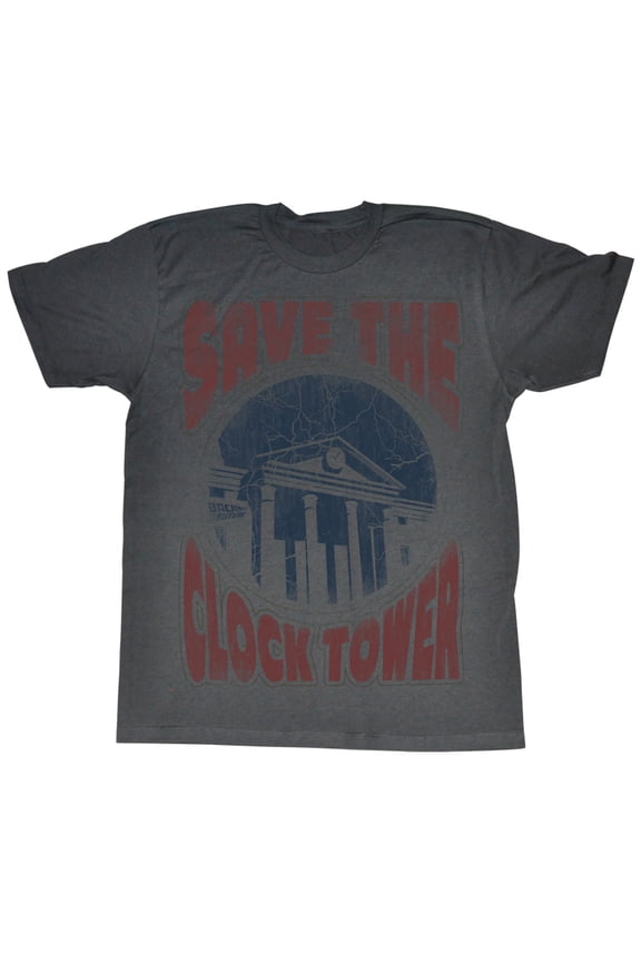 Back to the Future Save The Clock Tower Graphite Adult T-Shirt