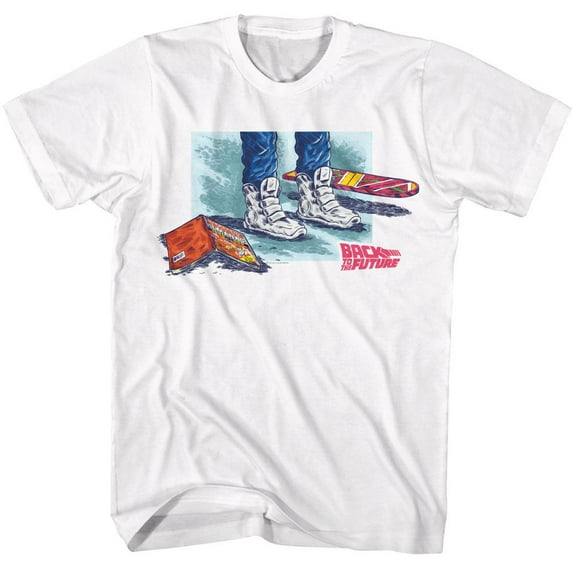 Back To The Future Shoes Comic Hoverboard White Adult T-Shirt 2Xl