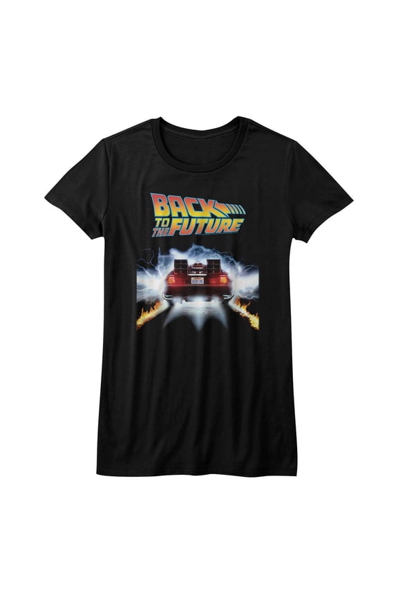 Back To The Future Tail Lights Black Junior Women's T-Shirt
