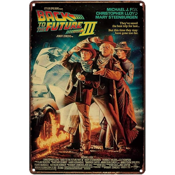 -Back To The Future Tin Sign, Movie Poster Vintage Metal Tin Sign, Wall Decor for, Restaurants, Cafes Pubs 12 x 8 Inch