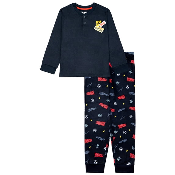 Back To The Future Tween Boys Long Sleeve Henley and Pant Pajama Set, 2-Piece, Sizes 8-18