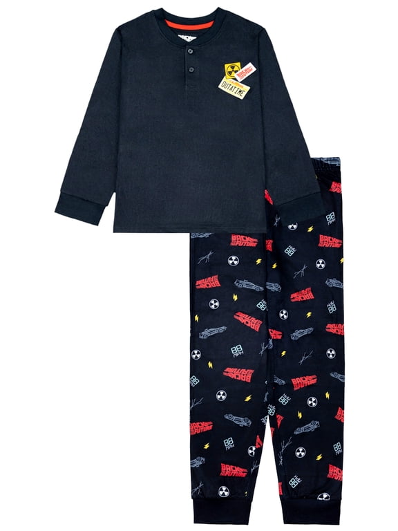 Back To The Future Tween Boys Long Sleeve Henley and Pant Pajama Set, 2-Piece, Sizes 8-18
