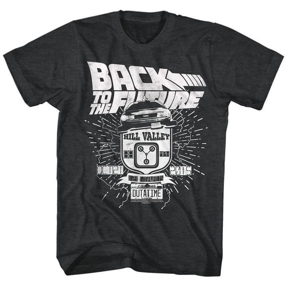 Back To The Future Vintage Car Black Heather Adult T-Shirt 5Xl