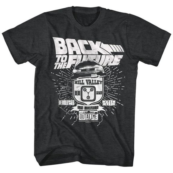 Back To The Future Vintage Car Black Heather Adult T-Shirt Xlt