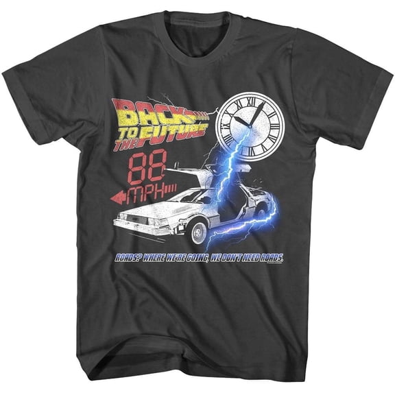 Back To The Future - Where Were Going - American Classics - Solid Gray Adult Short Sleeve T-Shirt