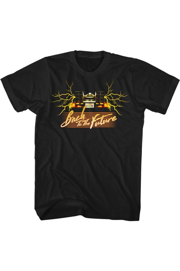 Back To The Future Yellowcar Black Adult T-Shirt