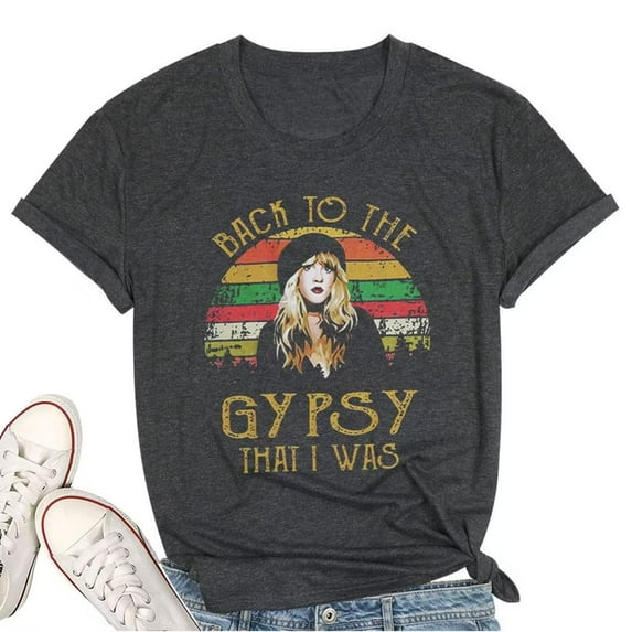 Back To The Gypsy That I Was Shirt for Women Stevie T Shirt Rock Band Tees Gypsy Graphic Tee Concert Tshirts Tops