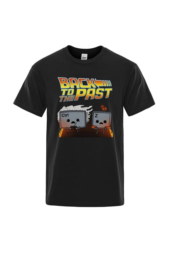 Back To The Past Movie T-Shirt Men Funny Ctrl Z Printed Short Sleeves Summer Cot
