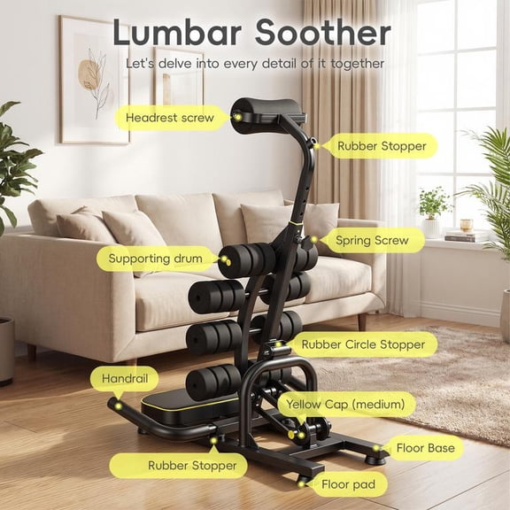 Back Traction Relaxation Stretcher, 330 LBS Capacity, Ergonomic Lumbar & Coccyx Curves, Safe Inversion, Heavy Duty Metal, Full Back Relief, Easy Assembly