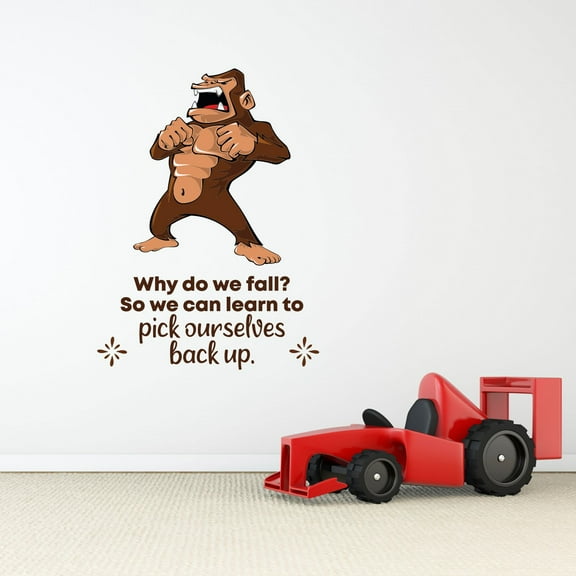 Back Up Gorilla Animal Life Quote Cartoon Quotes Decors Wall Sticker Art Design Decal for Girls Boys Kids Room Bedroom Nursery Kindergarten Home Decor Stickers Wall Art Vinyl Decoration (10x8 inch)