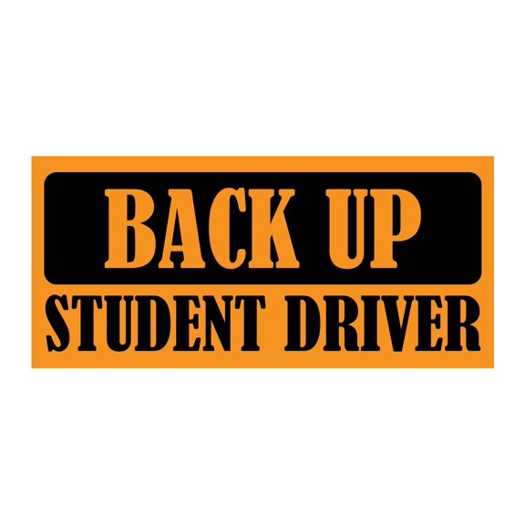 Back Up Student Driver Bumper Magnet by DCM Solutions (Orange, 9.25" W x 4.25" H)
