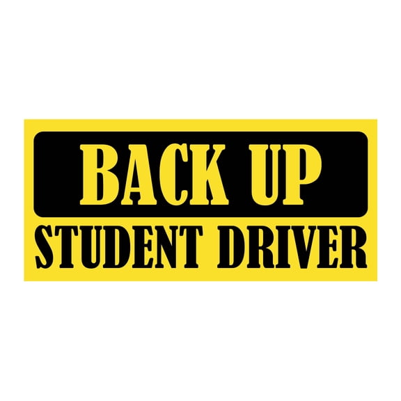 Back Up Student Driver Bumper Magnet by DCM Solutions (Yellow, 9.25" W x 4.25" H)