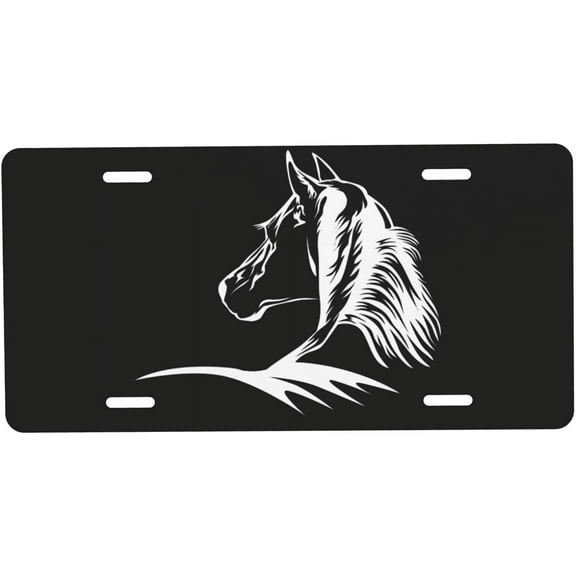 Back View Horse License Plate Front Car Decorative Novelty Auto Plate Car Tag Vanity Gift Metal  Plate for Women/Man 12x6 inch Wall Decor