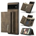 thumbnail image 1 of Back Wallet Case for Google Pixel 6A, Detachable Card Slots Holder Kickstand Magnetic Closure Cover with Premium PU Leather Soft Silicone Shockproof Drop Resistant Protective Case,Coffee, 1 of 9