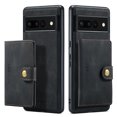 thumbnail image 1 of Back Wallet Case for Google Pixel 7 Pro with Detachable Card Slots Holder Magnetic Closure Cover, Premium PU Leather Slim Kickstand Soft Silicone Shockproof Lens Protective Case,Black, 1 of 7