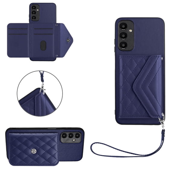 Back Wallet Case for Samsung Galaxy A05S with RFID Blocking Card Holders Stand Function Shockproof PU Leather Wallet Case with Wrist Lanyard for Samsung Galaxy A05S, Blue