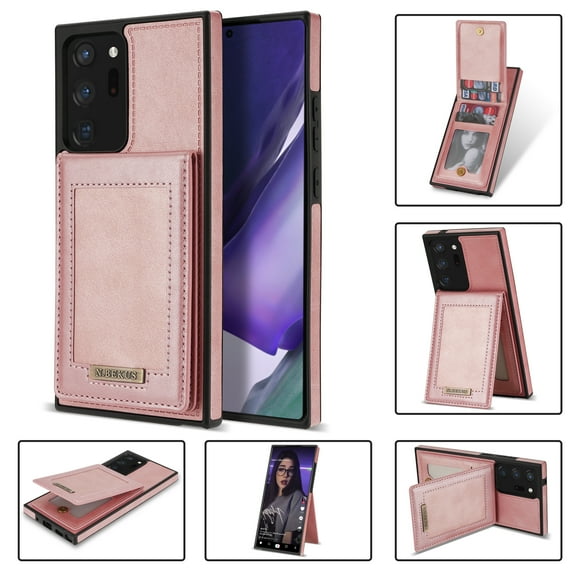 Back Wallet Case for Samsung Galaxy Note 20 Ultra, RFID Blocking Card Slots Holder Premium PU Leather Protective Cover with Kickstand Magnetic Closure Shockproof Anti-Fingerprint Dustproof Ca,Rosegold