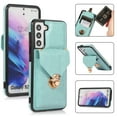 thumbnail image 1 of Back Wallet Case for Samsung Galaxy S23, Fashionable Metal Anti-Theft Buckle Card Slot Pocket Luxury PU Leather Cover with Shoulder Strap Lanyard Crossbody Kickstand Shockproof Case,Green, 1 of 7