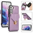 thumbnail image 1 of Back Wallet Case for Samsung Galaxy S23, Fashionable Metal Anti-Theft Buckle Card Slot Pocket Luxury PU Leather Cover with Shoulder Strap Lanyard Crossbody Kickstand Shockproof Case,Purple, 1 of 7