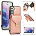 thumbnail image 1 of Back Wallet Case for Samsung Galaxy S23 Plus, Fashionable Metal Anti-Theft Buckle Card Slot Pocket Luxury PU Leather Cover with Shoulder Strap Lanyard Crossbody Kickstand Shockproof Case,Rosegold, 1 of 7