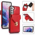 thumbnail image 1 of Back Wallet Case for Samsung Galaxy S23 Plus, Fashionable Metal Anti-Theft Buckle Card Slot Pocket Luxury PU Leather Cover with Shoulder Strap Lanyard Crossbody Kickstand Shockproof Case,Red, 1 of 7