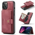 thumbnail image 1 of Back Wallet Case for iPhone 14 with Detachable Card Slots Holder Magnetic Closure Cover, Premium PU Leather Slim Kickstand Soft Silicone Shockproof Lens Protective Case for iPhone 14,Red, 1 of 8
