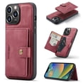 thumbnail image 1 of Back Wallet Case for iPhone 14 Pro with Detachable Card Slots Holder Magnetic Closure Cover, Premium PU Leather Slim Kickstand Soft Silicone Shockproof Lens Protective Case,Red, 1 of 8