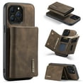 thumbnail image 1 of Back Wallet Case for iPhone 14 Pro Max, Detachable Card Slots Holder Kickstand Magnetic Closure Cover with Premium PU Leather Soft Silicone Shockproof Drop Resistant Protective Case, Coffee, 1 of 9
