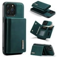 thumbnail image 1 of Back Wallet Case for iPhone 14 Pro Max, Detachable Card Slots Holder Kickstand Magnetic Closure Cover with Premium PU Leather Soft Silicone Shockproof Drop Resistant Protective Case, Green, 1 of 9