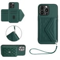 thumbnail image 1 of Back Wallet Case for iPhone 15 Pro Max with RFID Blocking Card Holders Stand Function Shockproof PU Leather Wallet Case with Wrist Lanyard for iPhone 15 Pro Max, Green, 1 of 7