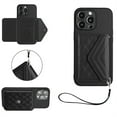 thumbnail image 1 of Back Wallet Case for iPhone 15 Pro Max with RFID Blocking Card Holders Stand Function Shockproof PU Leather Wallet Case with Wrist Lanyard for iPhone 15 Pro Max, Black, 1 of 7