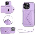 thumbnail image 1 of Back Wallet Case for iPhone 15 Pro Max with RFID Blocking Card Holders Stand Function Shockproof PU Leather Wallet Case with Wrist Lanyard for iPhone 15 Pro Max, Purple, 1 of 7